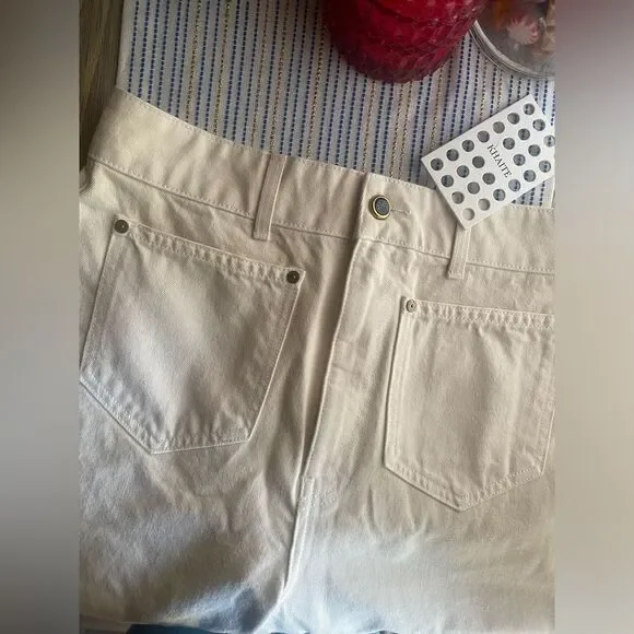 KHAITE Aiden Jean Womens Size 31 Ivory Rigid Pockets High Waist Cotton NWT - Picture 7 of 16